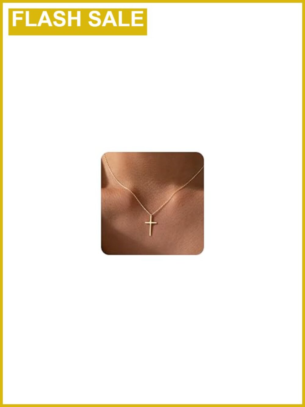 14K Gold Plated Cross Choker Necklace Minimalist Pendant